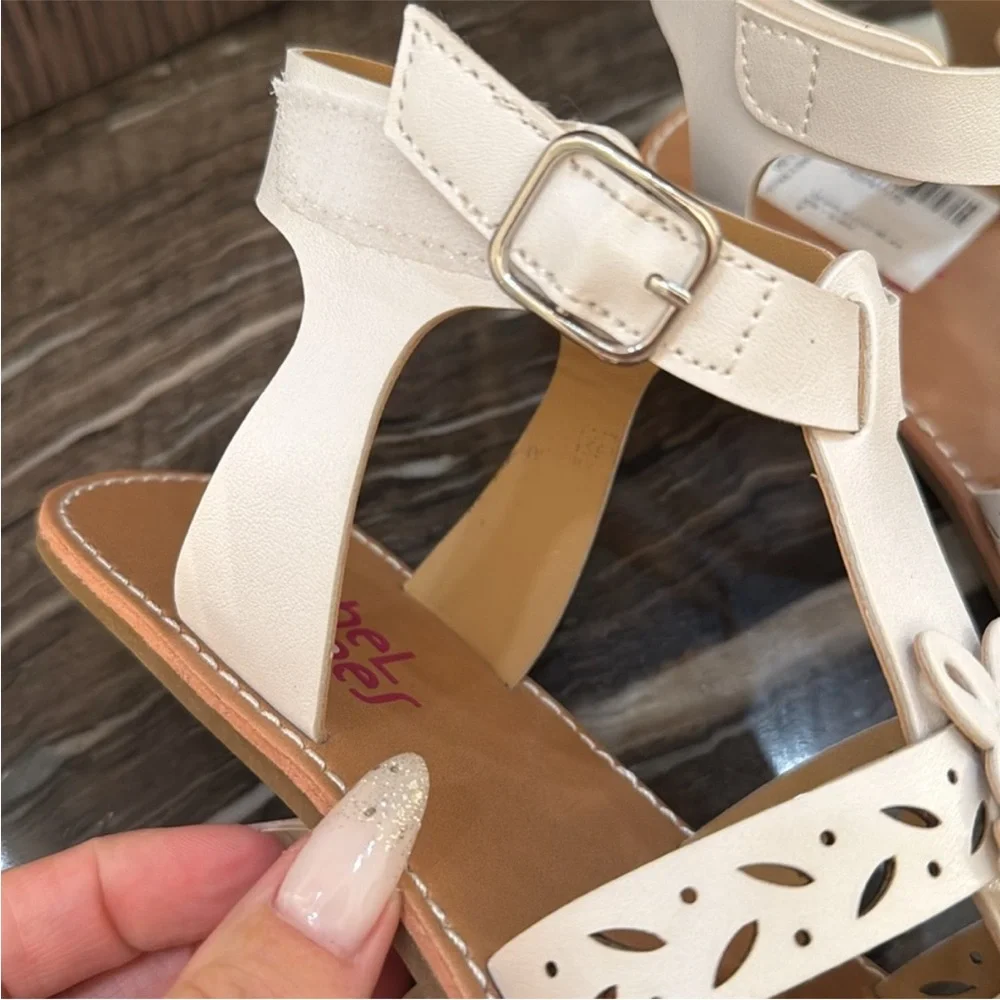 Rachel White Butterfly and Laser Cut Design Sandals NEW